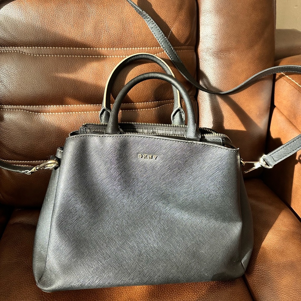 DKNY Black Leather Women's Satchel Handbag